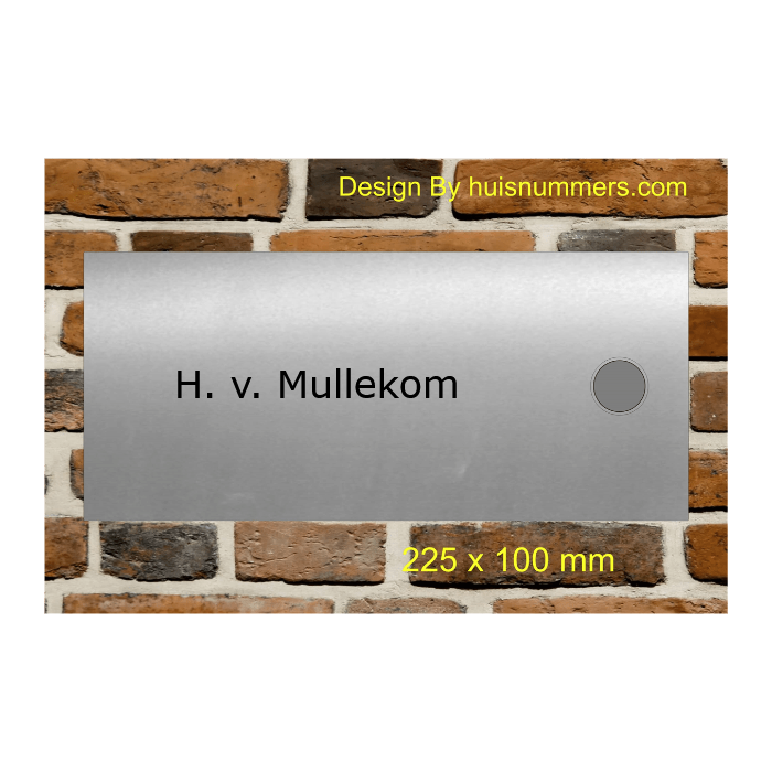 RVS Naamplaat + Deurbel rechts Ontwerpen 225x100 mm