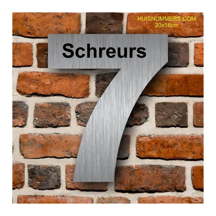 Tekst op cijfer 7 RVS 20cm