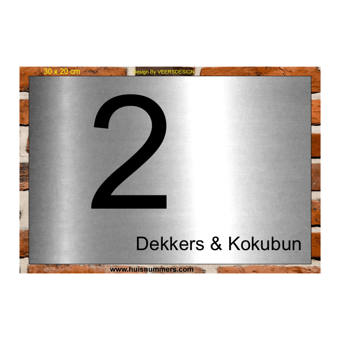 RVS Naambord 300 x 200 mm Ontwerp zelf INOX 316