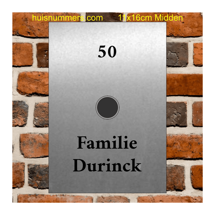 RVS Naamplaat met Deurbel midden Ontwerpen 110x160 mm